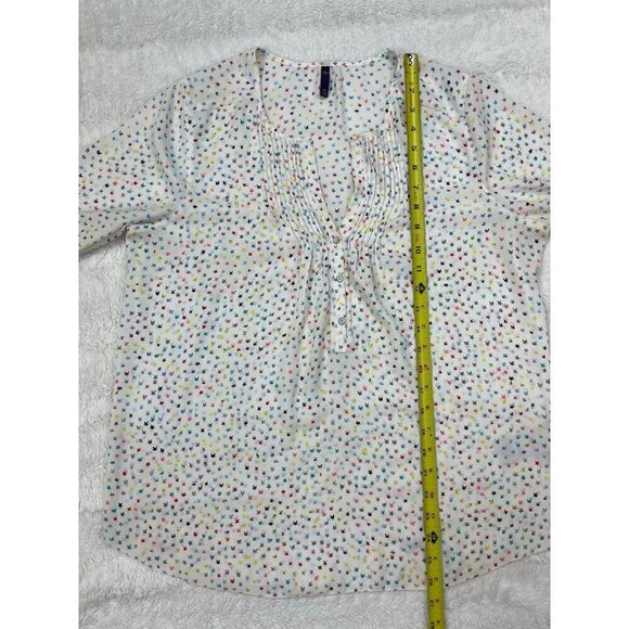 NYDJ Womens Shirt Medium Star Blouse Chiffon Top White - Picture 7 of 8